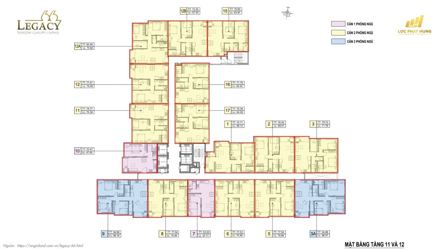 Mặt bằng tầng điển hình căn hộ chung cư Legacy 66, quận 5